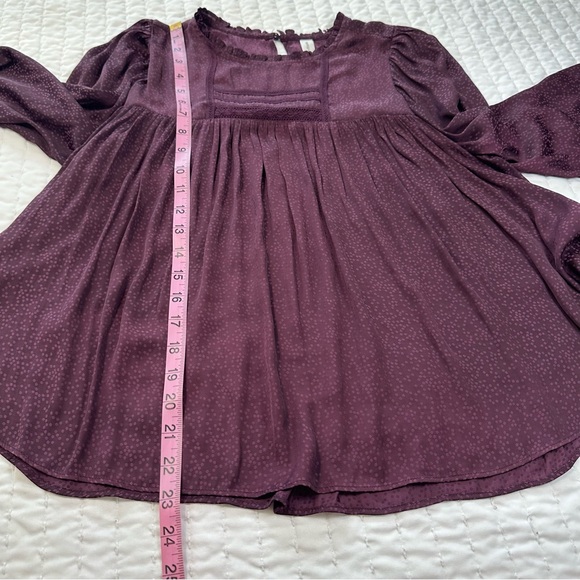 Gentle Fawn Burgundy Polka Dot With flare Long Sleeve Blouse - Picture 4 of 13
